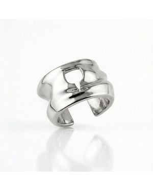 Mercela Sculptural Wine Glass Statement Ring – Plated Cocktail Inspired Jewellery - Metallic