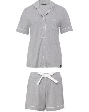 Pretty You London Bamboo Shirt Short Set - Grey