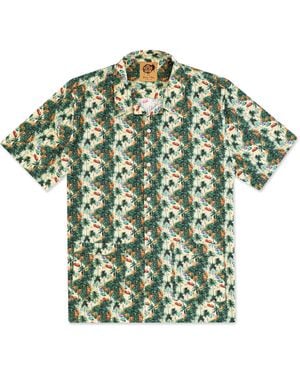 Gresham Blake Cuban Jungle Jacquard Bowling Shirt - Green