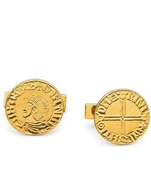 Simon Kemp Jewellers Viking Coin Cufflinks Eighteen Carat On Solid Sterling Recycled - Metallic