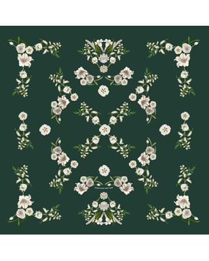 Jessie Zhao New York Lily Garden Double Sided Silk Scarf - Green