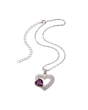 Modenaire Double Heart Crystal Pendant Necklace - White