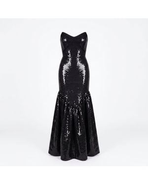 Nomi Fame Siren Strapless Corset Mermaid Gown - Black