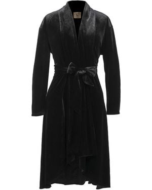 Smart and Joy Wrap Velvet Dress And Ruffle Hem - Black