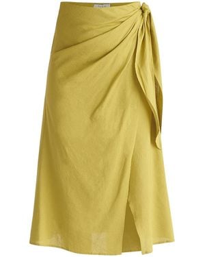 Paisie Linen Blend Wrap Skirt - Yellow