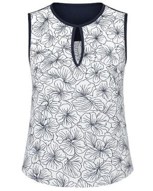 Conquista Sleeveless Floral Keyhole Top - Gray