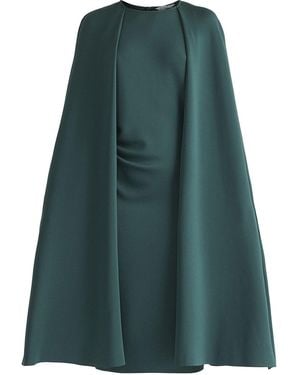 Paisie Cape Sleeves Dress With Waist Details - Green