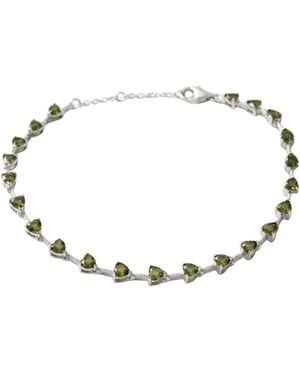 Harfi Peridot August Birthstone Heart Tennis Sterling Bracelet - Metallic