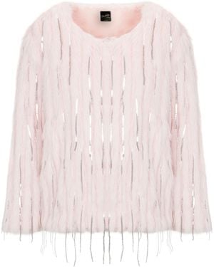 Black Cake Barbie Girl Festival Style Faux Fur Vegan Sequin Jacket - Pink