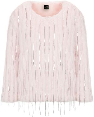 Black Cake Barbie Girl Festival Style Faux Fur Vegan Sequin Jacket - Pink