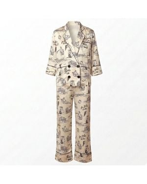 Favette Neutrals The Dolce Vita Pajama Set - Natural