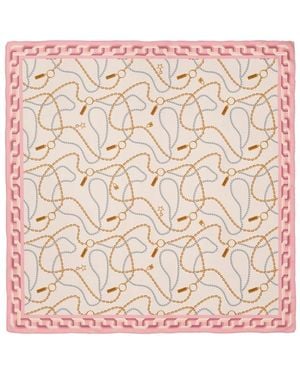 Le Parmentier Heritage Chain And Pearls Silk Square Scarf - Pink