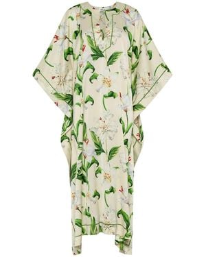 Belyed Handcraft Camellia – Silk Crepe Kaftan By Belyed - Green