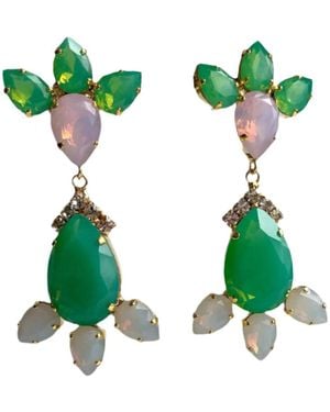 Laura Gray Crystal Statement Post Earrings - Green