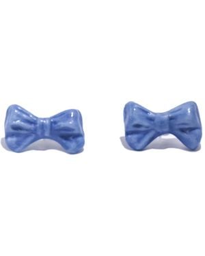 H2 Studio Bowtie Maniac Mini Bowtie Earrings - Blue