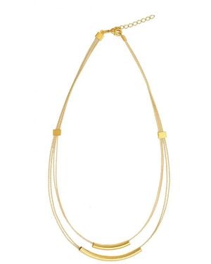 Purplee Store Handcrafted Buriti Minimalist Double-Layer Necklace With - Metallic