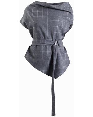 Meem Label Theo Grid Asymmetric Top - Gray
