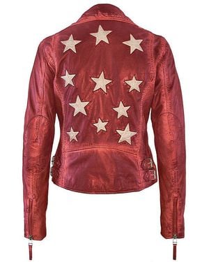 Mauritius Star Lambskin Leather Jacket Christy - Red