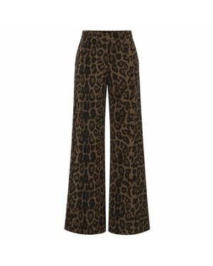 Traffic People Bet Lynch Lives Leopard Print Edith Wide Leg Trousers - Grey