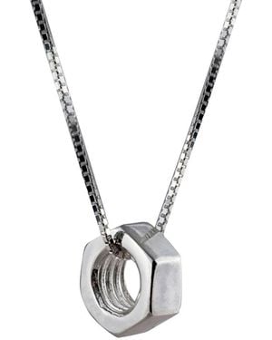 Edge Only Hex Nut Pendant Long Sterling - Metallic