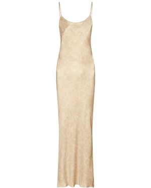 Lily Rou Neutrals Ripple Silk Midi Slip Dress - Natural