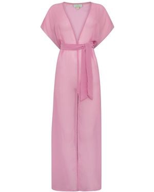 Leyla Maya Ltd Sophia Sheer Long Beach Dress - Pink
