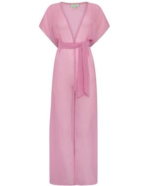 Leyla Maya Ltd Sophia Sheer Long Beach Dress - Pink