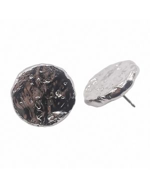 Moca Jewellery Grain Circle Stud Earrings - Metallic
