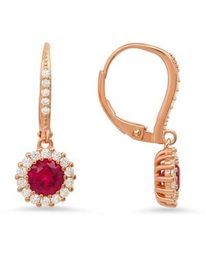 Kylie Harper Ruby Halo Leverback Earrings - Pink