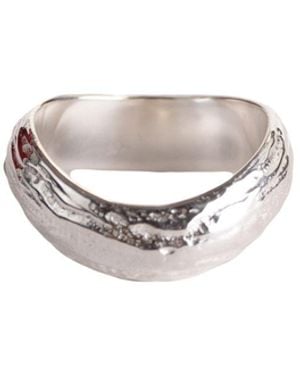 NASI SILVER Wave Band Concrete Ring - White
