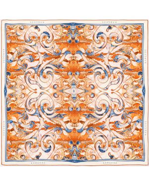Kargede Designer Silk Scarf – Square, Mulberry Twill - Orange