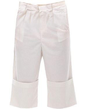 Maison Bogomil Fold Frame – Striped Trousers With Fixed Wide Hems - Grey
