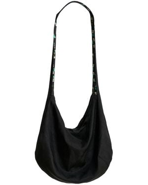 Lost Pattern Beach Blossom Hobo Crossbody Bag - Black