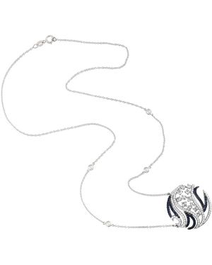 Artisan Diamond 18k Gold Blue Sapphire Designer Princess Chain Necklace - White