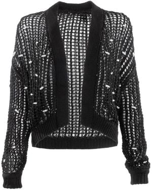 Saachi Coastal Shell Sequin Cardigan - Black