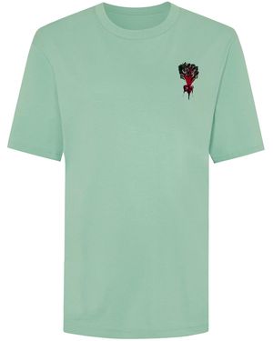 INGMARSON Beetroot Embroidered Organic Cotton T-Shirt - Green
