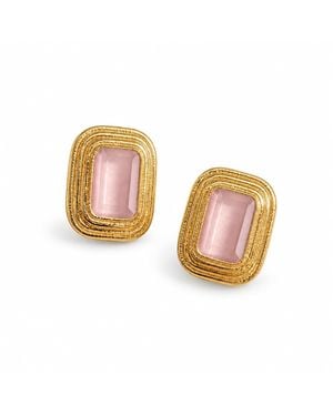 Saéa Rose Cat's Eye Plated Stud Earrings - Metallic