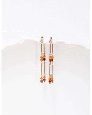 Inari Jewellery Bamboo Vine Earrings Opal - White