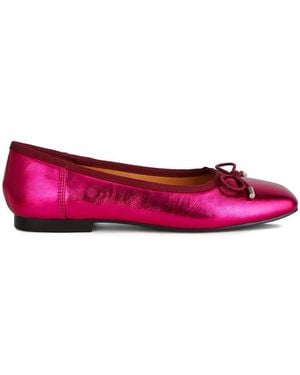 Rag & Co Primrose Metallic Pleather Bow Ballerinas - Pink