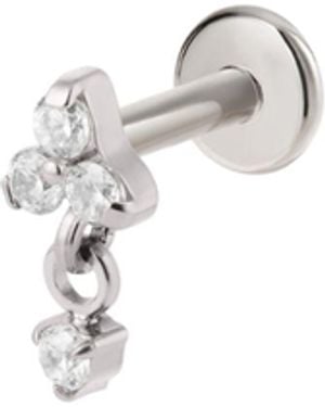 Vanhi Crystal Dangle Threadless Flat Back Titanium Cartilage Stud - Metallic