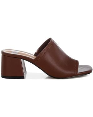 Rag & Co Wuling Slip-On Soft Leather Heels - Brown