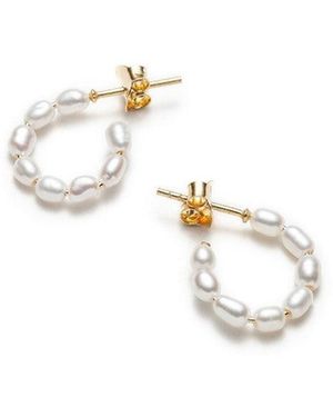 With Love Darling Hoop Pearl Earrings Small - Metallic
