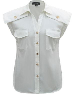Smart and Joy Sleeveless Shirt With Shoulder Flaps - Grey