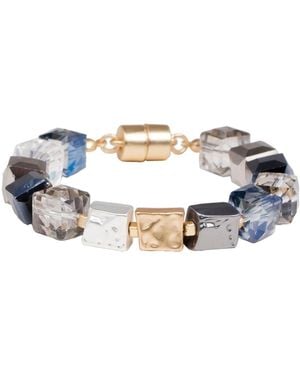 Saachi Faceted Bead & Stone Bracelet - Metallic
