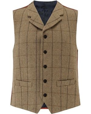 Guards London Sherwood Tweed Wool Waistcoat - Green