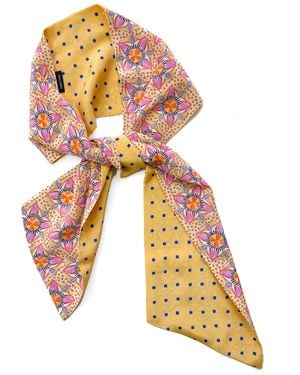 Maraethra Mandala Heart Wide Silk Tie Scarf - Metallic