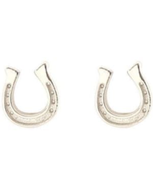 Kris Nations Horseshoe Stud Earrings Sterling - White