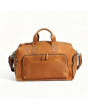 Touri Genuine Leather Front Pocket Boarding Bag - Brown