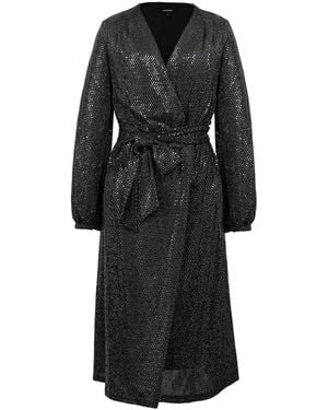 Smart and Joy Wrap Effect Glitter Dress - Black