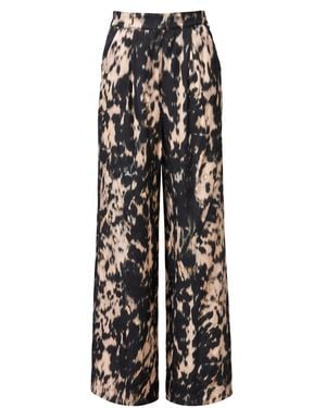 Oh!Zuza Neutrals Echo Wide-Leg Viscose Satin Pants – Print - Black